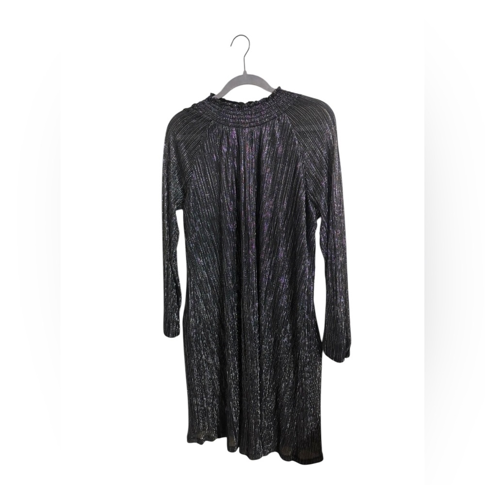 Nina‎ Leonard Black Metallic Mock Neck Stretchy Long Sleeve Dress Size 1X